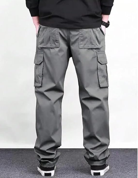 Men's Casual Cargo Pants, Loose Fit, Multiple Pockets, Straight Leg