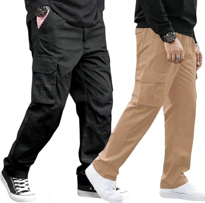Men's Premium Cotton Cargo Pants, Multi-Pocket Design, Casual Work Wear,lite Weight,comfertable,Ultra Soft and Stylish