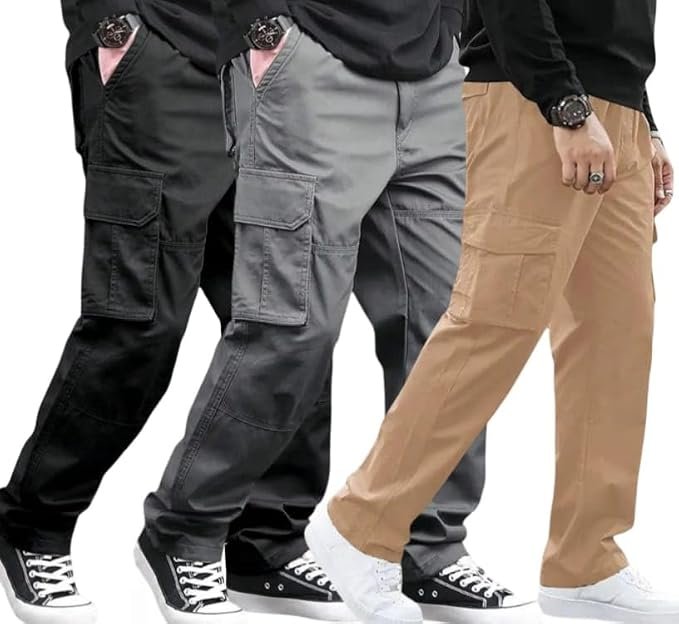 Men's Premium Cotton Cargo Pants, Multi-Pocket Design, Casual Work Wear,lite Weight,comfertable,Ultra Soft and Stylish