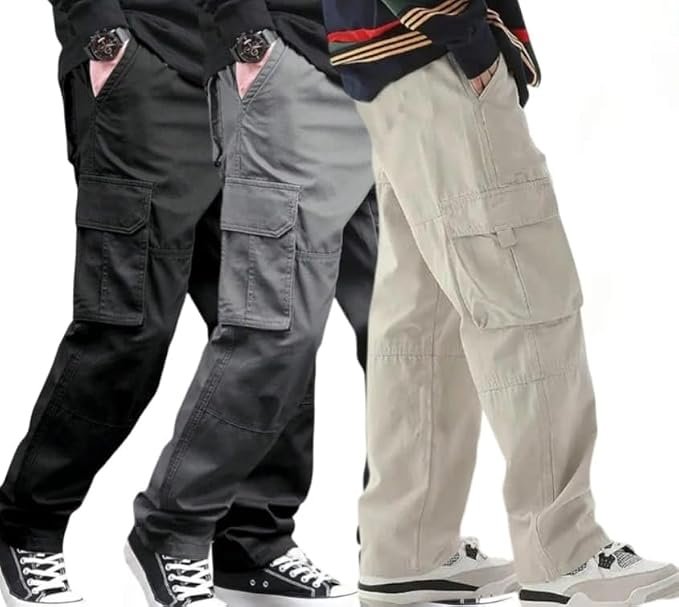 Men's Premium Cotton Cargo Pants, Multi-Pocket Design, Casual Work Wear,lite Weight,comfertable,Ultra Soft and Stylish