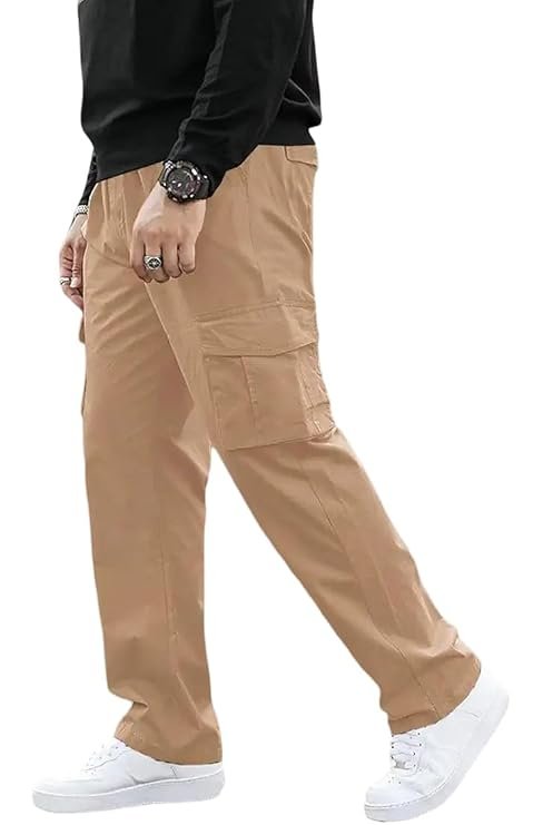 Men's Premium Cotton Cargo Pants, Multi-Pocket Design, Casual Work Wear,lite Weight,comfertable,Ultra Soft and Stylish