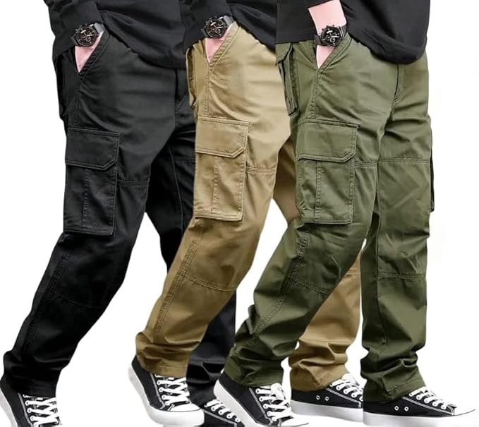Men's Premium Cotton Cargo Pants, Multi-Pocket Design, Casual Work Wear,lite Weight,comfertable,Ultra Soft and Stylish